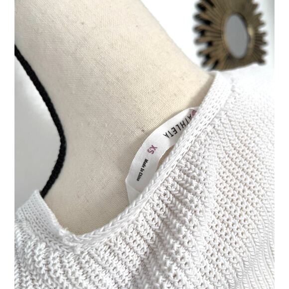Athleta Highline White V Neck Pullover Sweater Women Size X Small Cable Knit - Picture 7 of 8